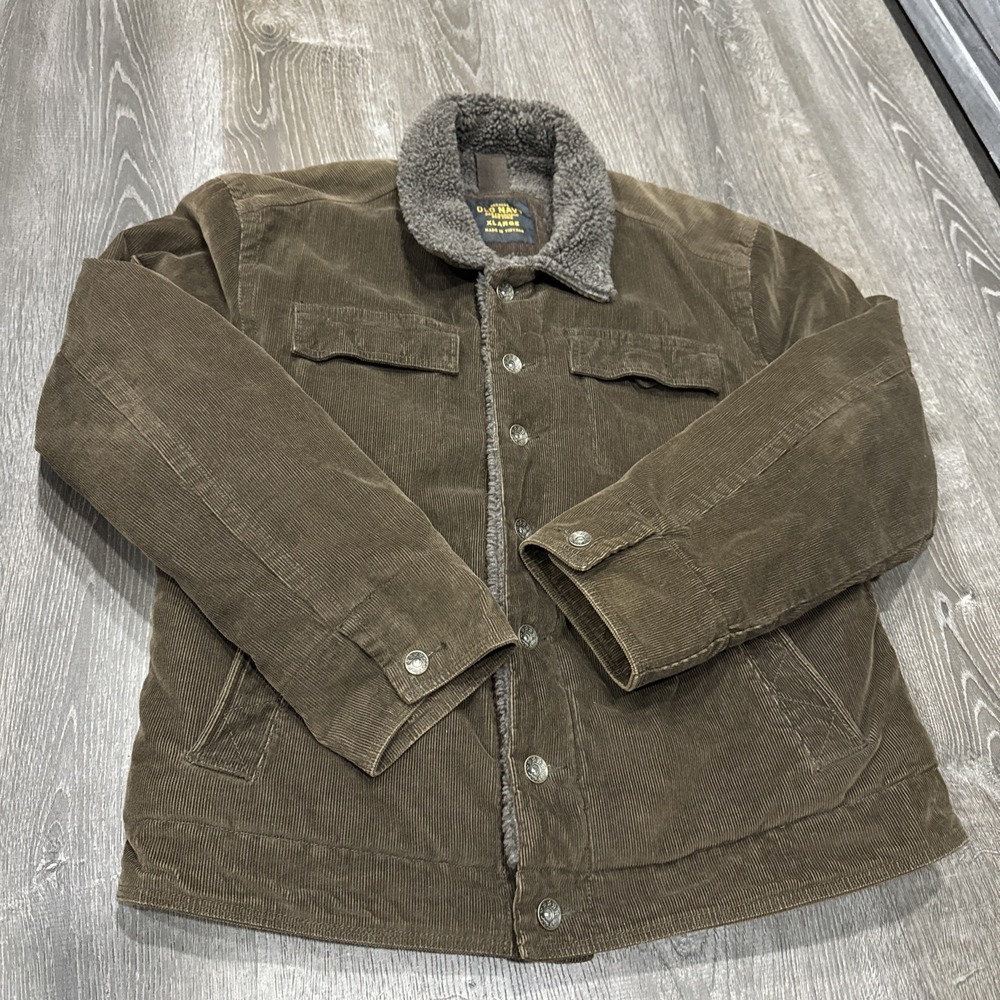 Vintage Y2K Old Navy Mens Brown Corduroy Sherpa Lined Trucker Jacket size XL